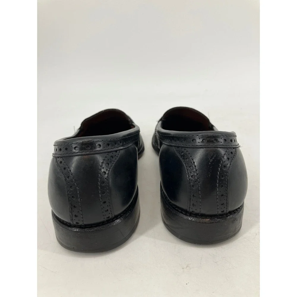 Allen Edmonds Penny Loafers Mens 7.5 B Black Excellent Brogue Wingtip 62910